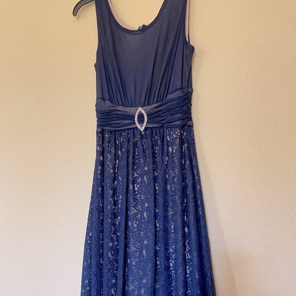 Sangria 2pc Womens Navy Blue Lace Fit and Flare Dress size 8. - Picture 7 of 12